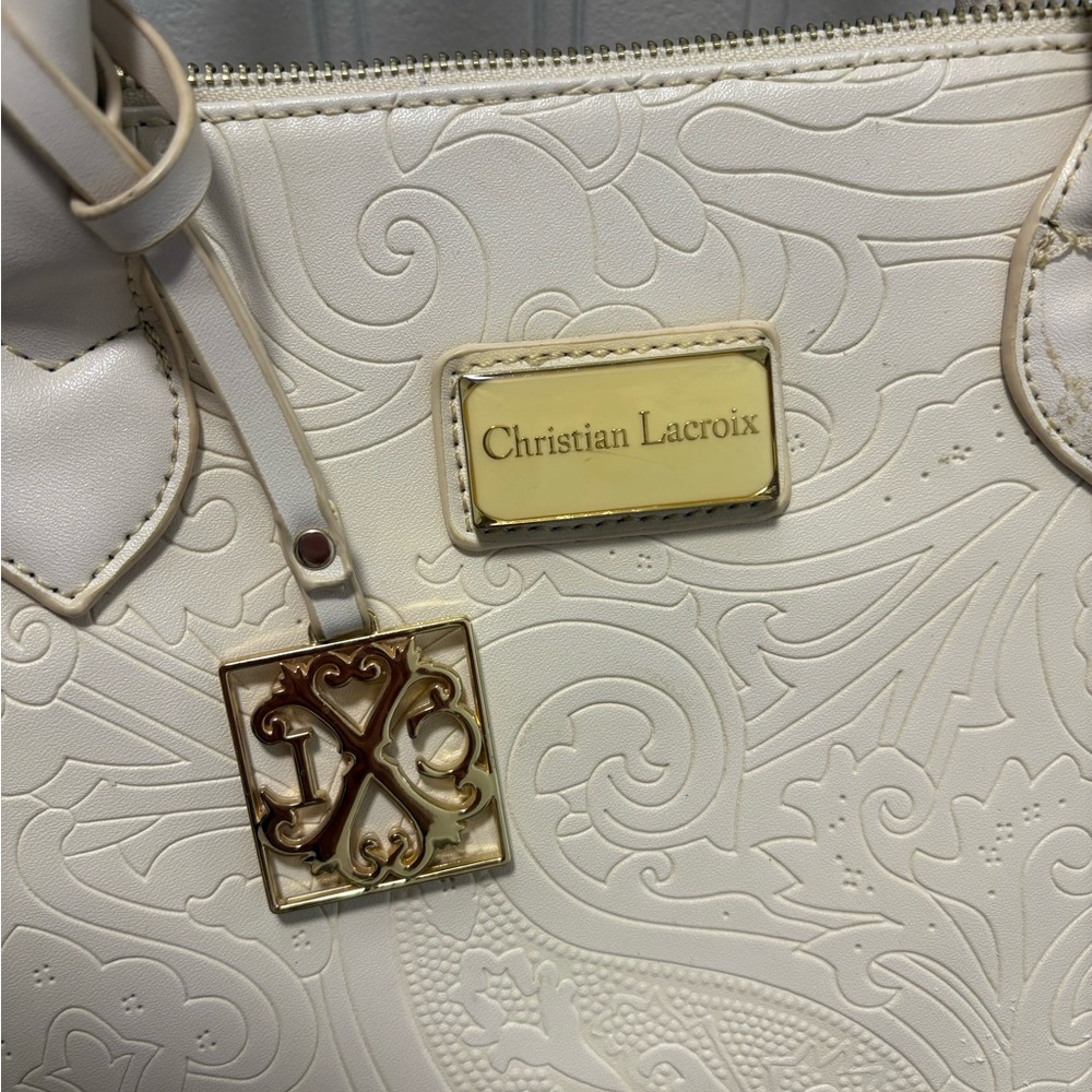 Christian Lacroix Cream Embossed Women's Bag - Picture 2 of 4